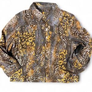 Ruby Red  jacket with leopard print and a shimmery texture (large)